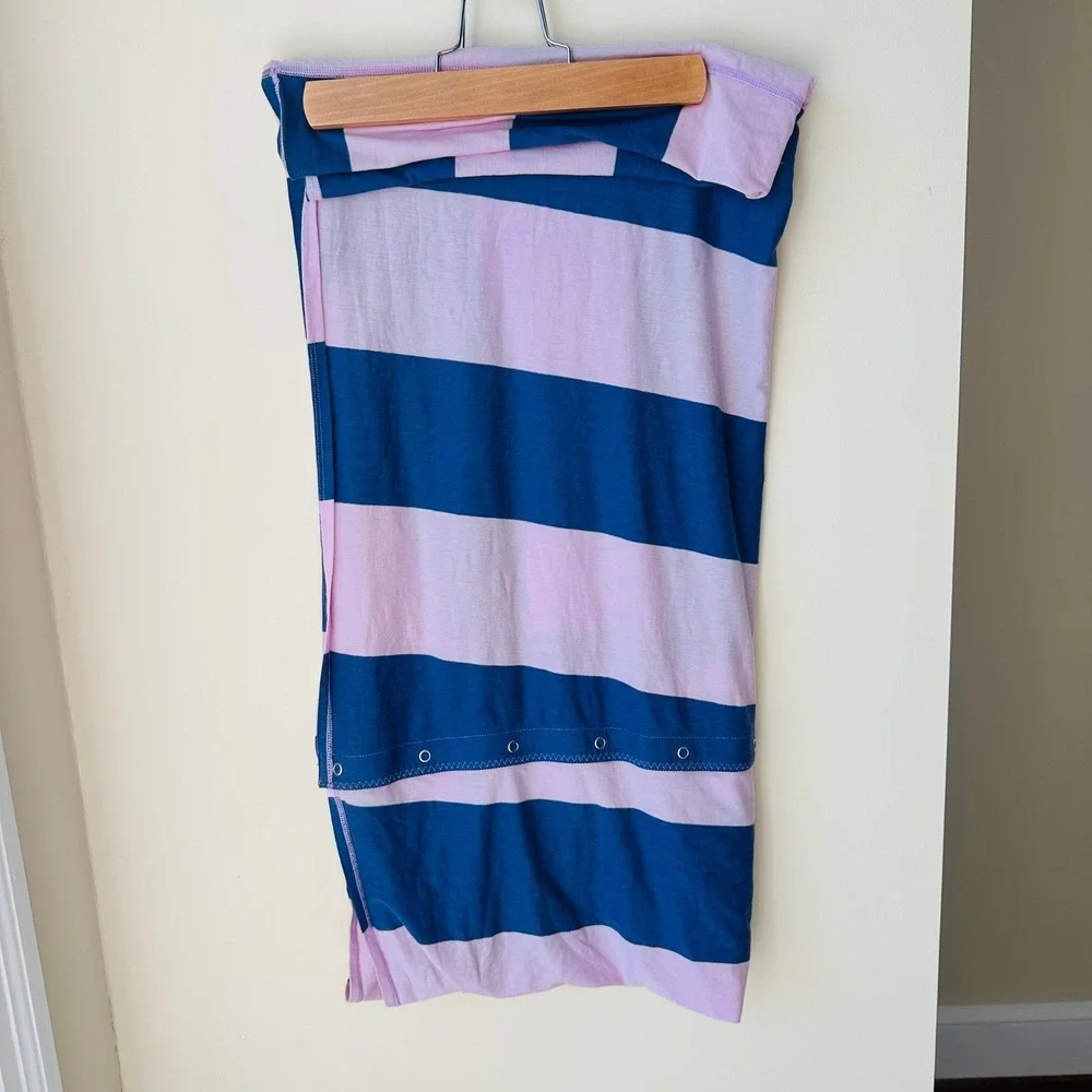 Lululemon Vinyasa Scarf Blue Pink Striped Snap Infinity Wrap‎ OS Athleisure